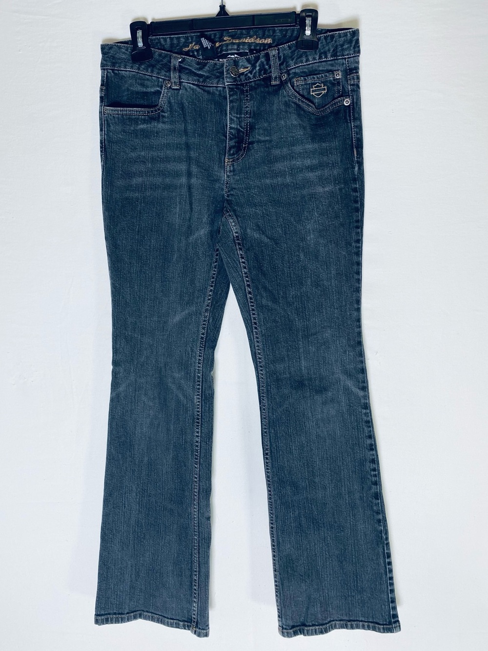Vintage Harley-Davidson Faded Washed Black Mid Rise Boot Cut Jeans 6